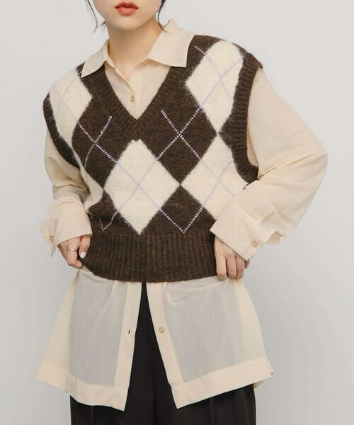 KBF / ケービーエフ ベスト | アーガイルニットベスト | 詳細2