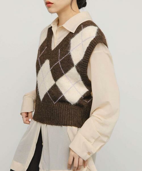 KBF / ケービーエフ ベスト | アーガイルニットベスト | 詳細3