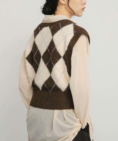 KBF / ケービーエフ ベスト | アーガイルニットベスト | 詳細4