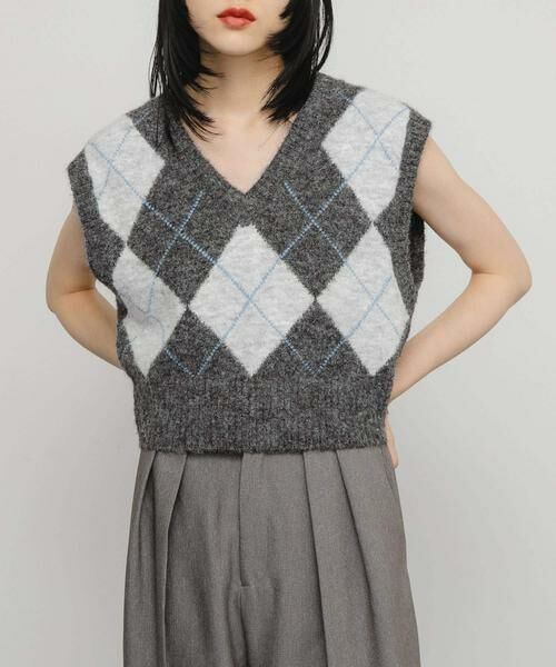 KBF / ケービーエフ ベスト | アーガイルニットベスト | 詳細11