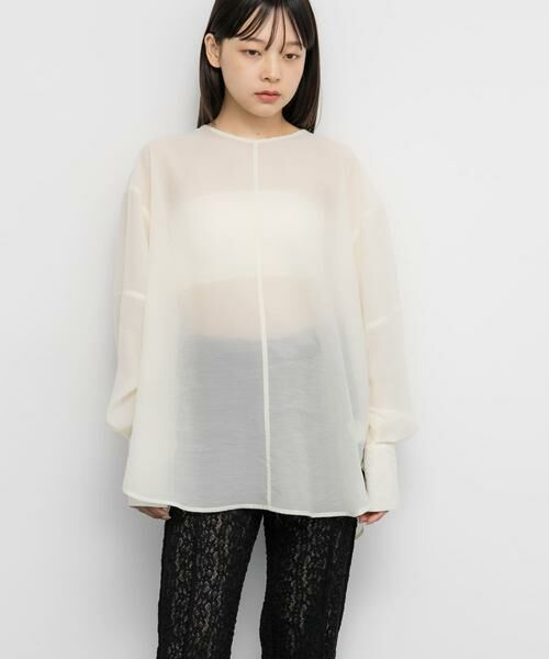 KBF / ケービーエフ シャツ・ブラウス | バックデザインシアーブラウス | 詳細1