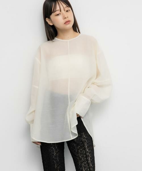 KBF / ケービーエフ シャツ・ブラウス | バックデザインシアーブラウス | 詳細2