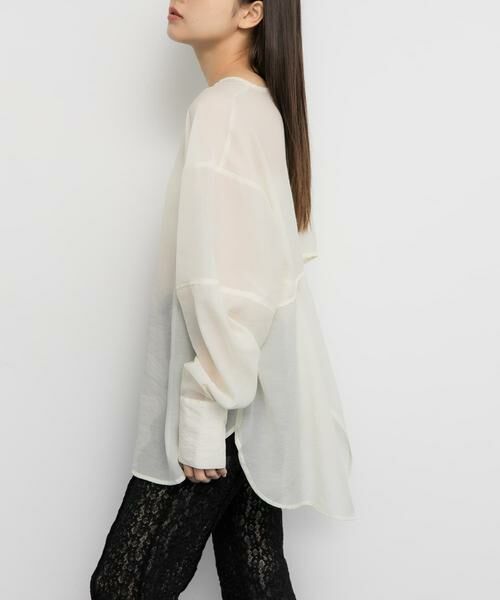 KBF / ケービーエフ シャツ・ブラウス | バックデザインシアーブラウス | 詳細3