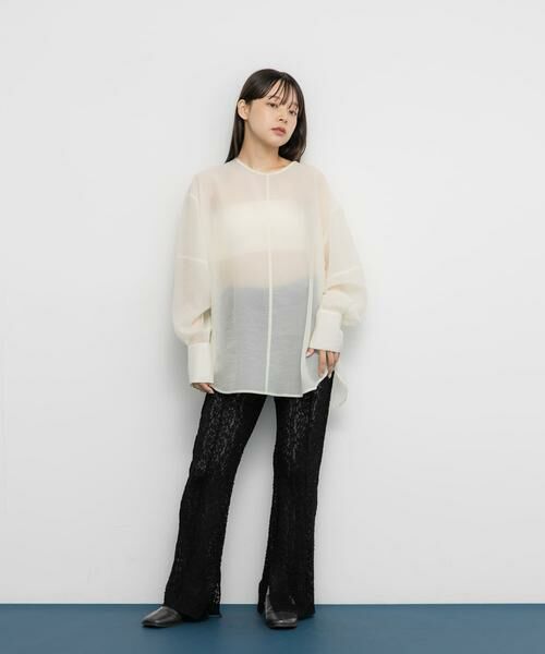 KBF / ケービーエフ シャツ・ブラウス | バックデザインシアーブラウス | 詳細4