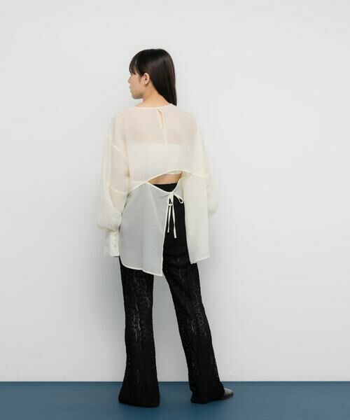 KBF / ケービーエフ シャツ・ブラウス | バックデザインシアーブラウス | 詳細6