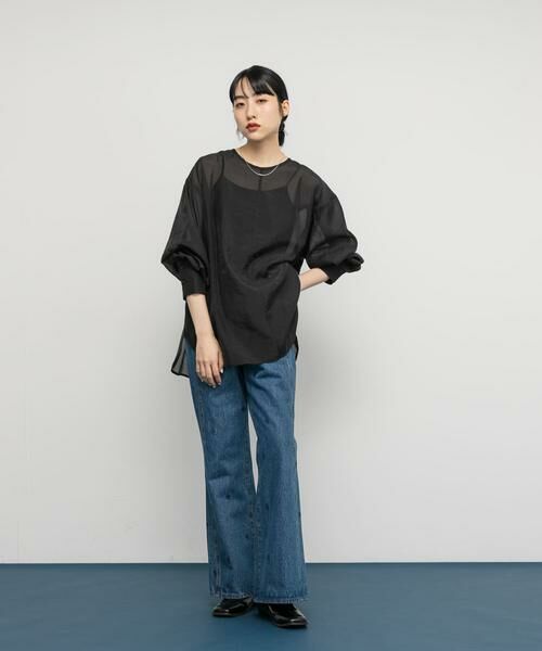 KBF / ケービーエフ シャツ・ブラウス | バックデザインシアーブラウス | 詳細12