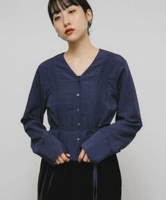 KBF / ケービーエフ シャツ・ブラウス | ピンタックVネックブラウス