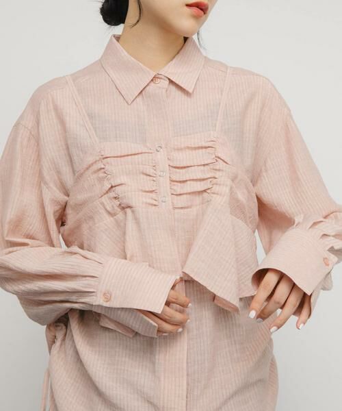 KBF / ケービーエフ シャツ・ブラウス | ビスチェSETドロストシャツ | 詳細1