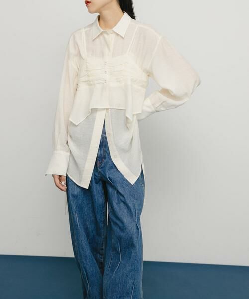 KBF / ケービーエフ シャツ・ブラウス | ビスチェSETドロストシャツ | 詳細20