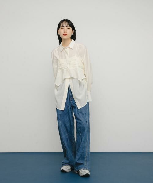 KBF / ケービーエフ シャツ・ブラウス | ビスチェSETドロストシャツ | 詳細21