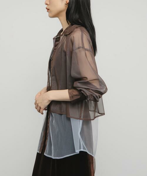 KBF / ケービーエフ シャツ・ブラウス | チュールレイヤードシャツ | 詳細3