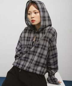 KBF / ケービーエフ シャツ・ブラウス | シアーチェックフーディーシャツ