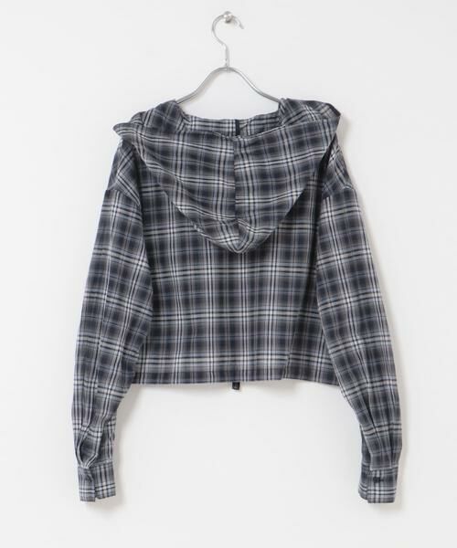 KBF / ケービーエフ シャツ・ブラウス | シアーチェックフーディーシャツ | 詳細13