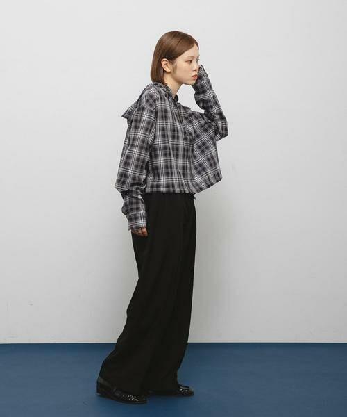 KBF / ケービーエフ シャツ・ブラウス | シアーチェックフーディーシャツ | 詳細7