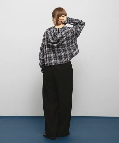 KBF / ケービーエフ シャツ・ブラウス | シアーチェックフーディーシャツ | 詳細8