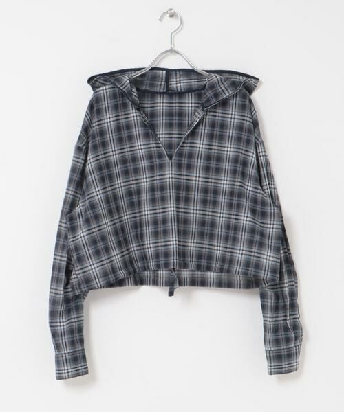 KBF / ケービーエフ シャツ・ブラウス | シアーチェックフーディーシャツ | 詳細9