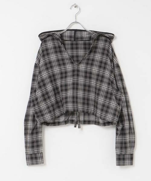 KBF / ケービーエフ シャツ・ブラウス | シアーチェックフーディーシャツ | 詳細25