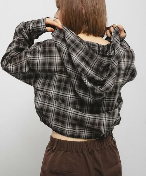 KBF / ケービーエフ シャツ・ブラウス | シアーチェックフーディーシャツ | 詳細17