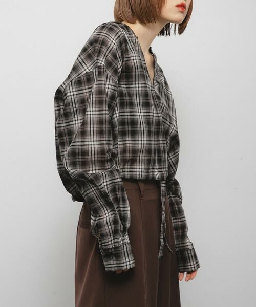 KBF / ケービーエフ シャツ・ブラウス | シアーチェックフーディーシャツ | 詳細19