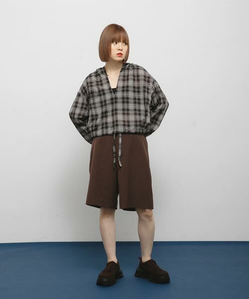 KBF / ケービーエフ シャツ・ブラウス | シアーチェックフーディーシャツ | 詳細22