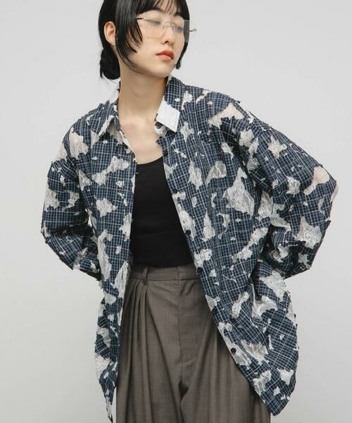 KBF / ケービーエフ シャツ・ブラウス | ステッチングチェックシャツ | 詳細1