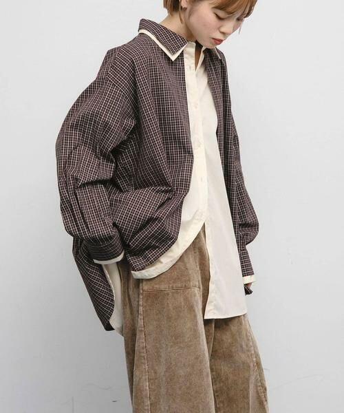 KBF / ケービーエフ シャツ・ブラウス | チェックレイヤードBIGシャツ | 詳細3