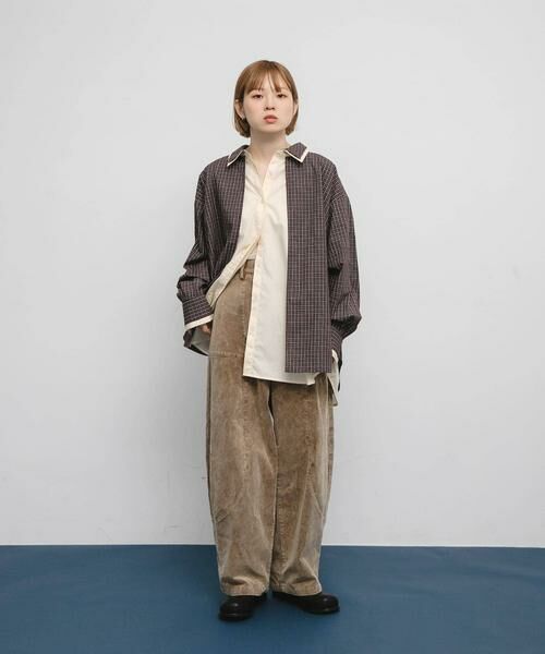 KBF / ケービーエフ シャツ・ブラウス | チェックレイヤードBIGシャツ | 詳細4