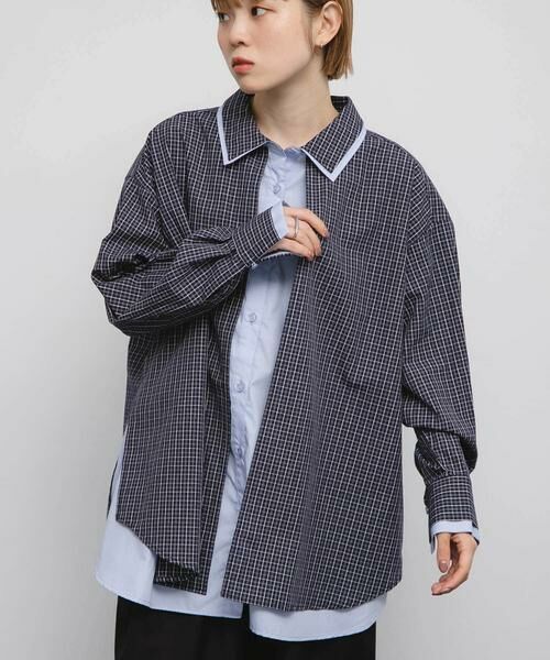 KBF / ケービーエフ シャツ・ブラウス | チェックレイヤードBIGシャツ | 詳細9