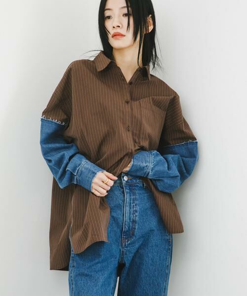 KBF / ケービーエフ シャツ・ブラウス | デニムスリーブリメイクシャツ | 詳細2