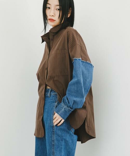 KBF / ケービーエフ シャツ・ブラウス | デニムスリーブリメイクシャツ | 詳細3