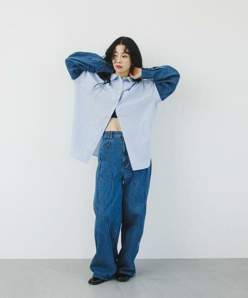 KBF / ケービーエフ シャツ・ブラウス | デニムスリーブリメイクシャツ | 詳細13
