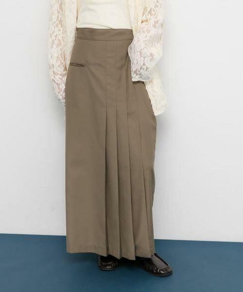 KBF / ケービーエフ スカート | ラップライクプリーツスカート（ブラウン）