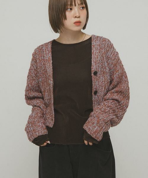 KBF / ケービーエフ Tシャツ | シアーベロアシャーリングスリーブトップス | 詳細2