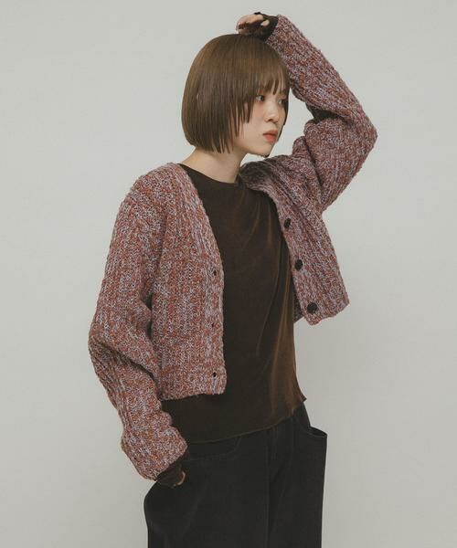 KBF / ケービーエフ Tシャツ | シアーベロアシャーリングスリーブトップス | 詳細3