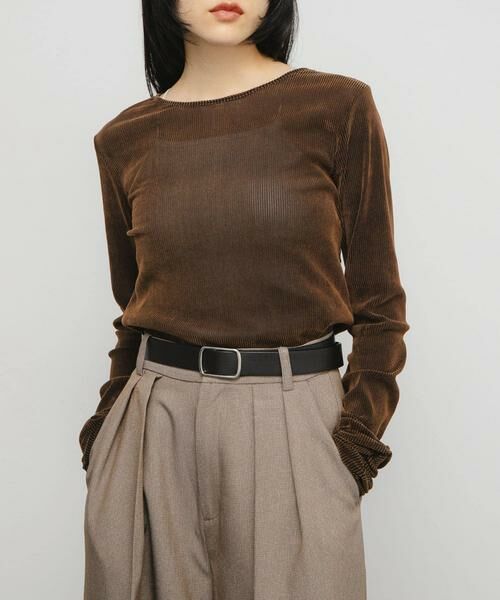 KBF / ケービーエフ Tシャツ | シアーベロアシャーリングスリーブトップス | 詳細5