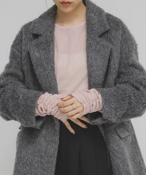 KBF / ケービーエフ Tシャツ | シアーベロアシャーリングスリーブトップス | 詳細14