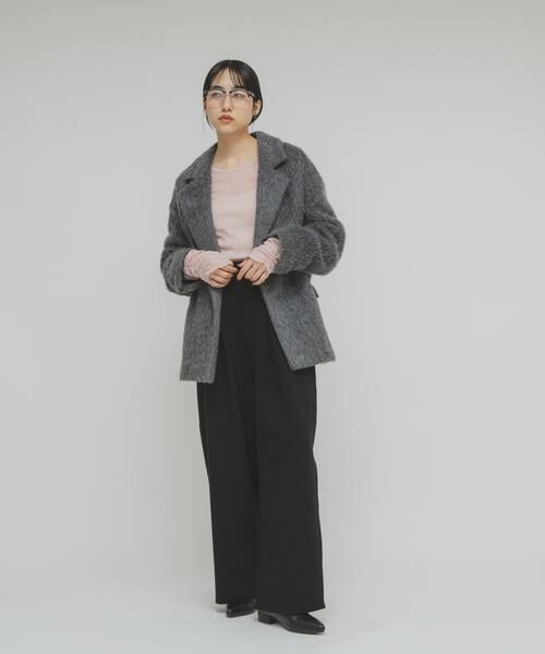 KBF / ケービーエフ Tシャツ | シアーベロアシャーリングスリーブトップス | 詳細16