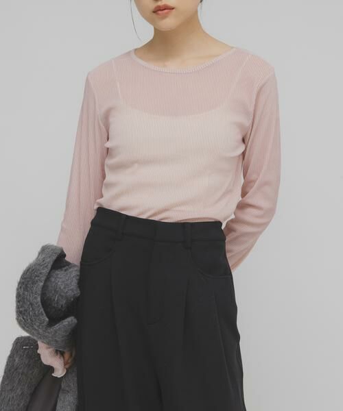 KBF / ケービーエフ Tシャツ | シアーベロアシャーリングスリーブトップス | 詳細17