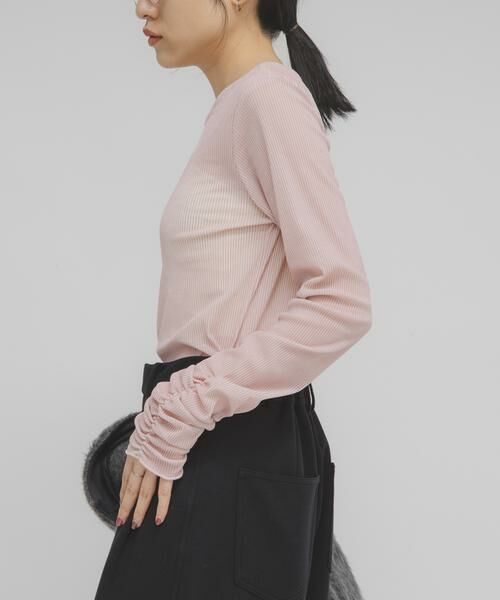 KBF / ケービーエフ Tシャツ | シアーベロアシャーリングスリーブトップス | 詳細18