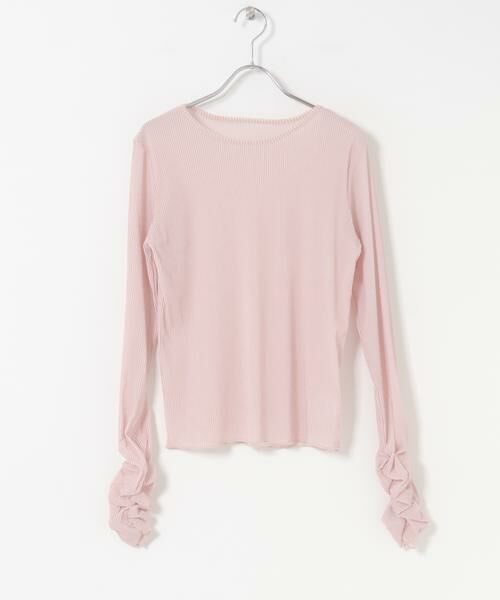 KBF / ケービーエフ Tシャツ | シアーベロアシャーリングスリーブトップス | 詳細20