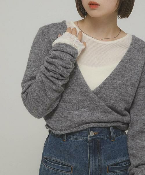 KBF / ケービーエフ Tシャツ | シアーベロアシャーリングスリーブトップス | 詳細14