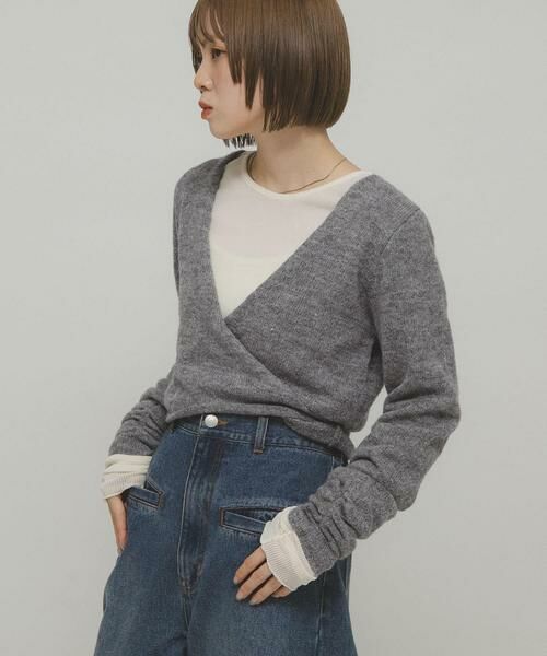 KBF / ケービーエフ Tシャツ | シアーベロアシャーリングスリーブトップス | 詳細16