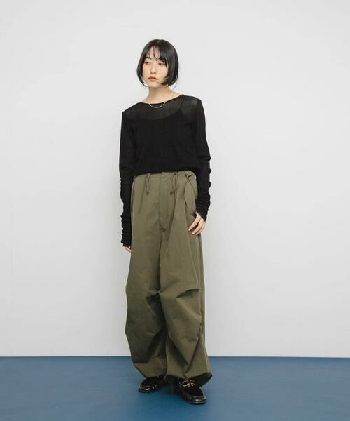 KBF / ケービーエフ Tシャツ | シアーベロアシャーリングスリーブトップス | 詳細25