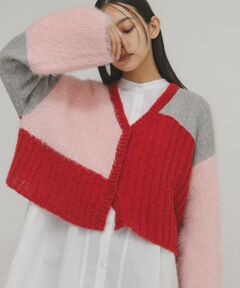 KBF / ケービーエフ カーディガン・ボレロ | パッチワークニットカーディガン