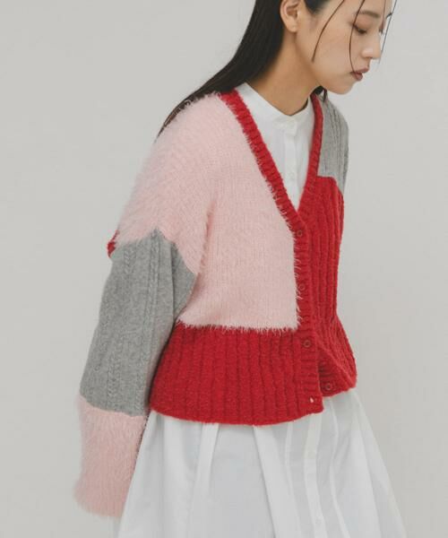 KBF / ケービーエフ カーディガン・ボレロ | パッチワークニットカーディガン | 詳細2