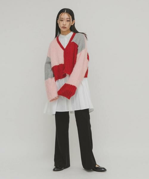 KBF / ケービーエフ カーディガン・ボレロ | パッチワークニットカーディガン | 詳細5