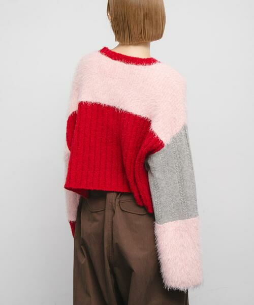KBF / ケービーエフ カーディガン・ボレロ | パッチワークニットカーディガン | 詳細6