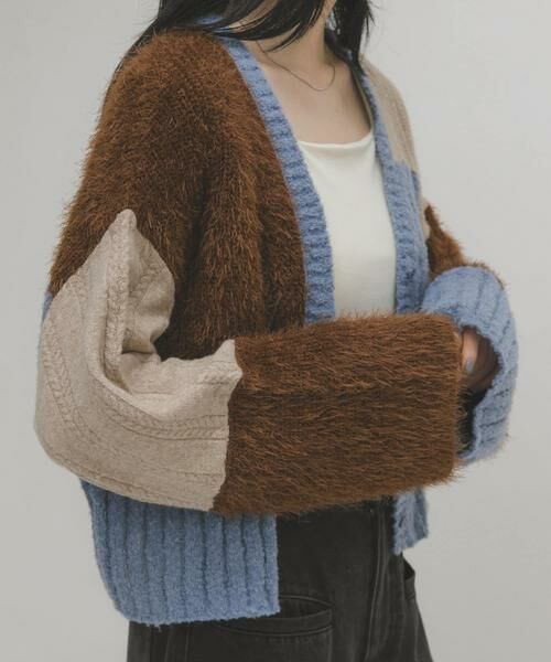 KBF / ケービーエフ カーディガン・ボレロ | パッチワークニットカーディガン | 詳細10