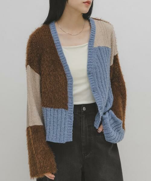 KBF / ケービーエフ カーディガン・ボレロ | パッチワークニットカーディガン | 詳細11