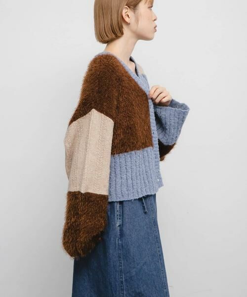 KBF / ケービーエフ カーディガン・ボレロ | パッチワークニットカーディガン | 詳細14